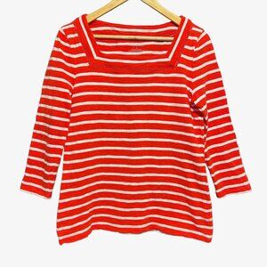 Talbots Top Size Medium Striped Slub Tee 3/4 Sleeve T-shirt